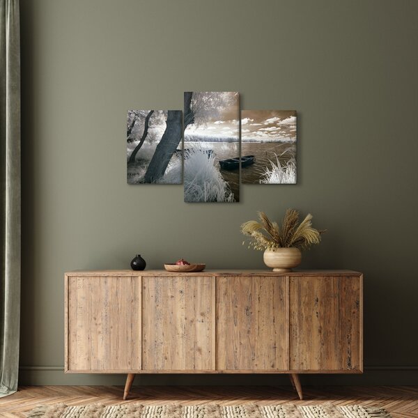 Tablou cu barca pe lac (90x60 cm)