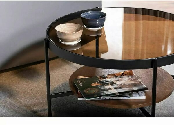 Masuta cafea PRIMA B, nuc/negru, 74x43 cm