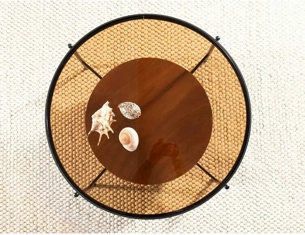 Masuta cafea PRIMA B, nuc/negru, 74x43 cm