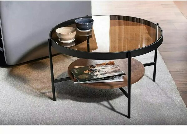Masuta cafea PRIMA B, nuc/negru, 74x43 cm