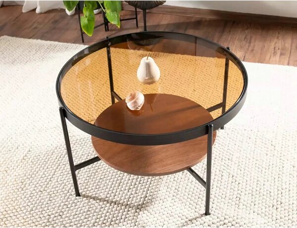 Masuta cafea PRIMA B, nuc/negru, 74x43 cm