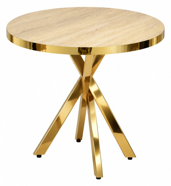 Masă Fixă Rotundă Tania X Stejar Gold, Blat PAL, Ø90 × 75 cm