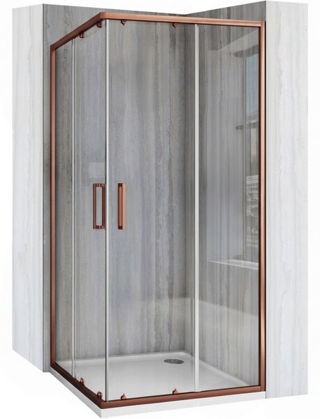 Rea City, cabină de duș cu uși glisante 80x80cm, sticlă transparentă 5/4mm, profil mat cupră, REA-K6982