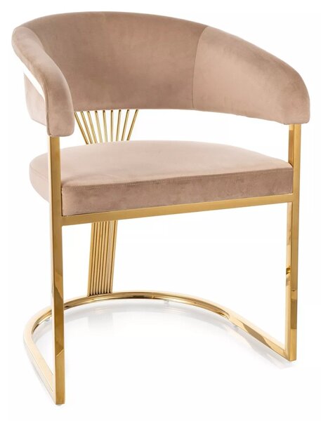 Scaun CROWN, bej inchis - Bluvel 28, stofa catifelata/metal, 57x46x77 cm