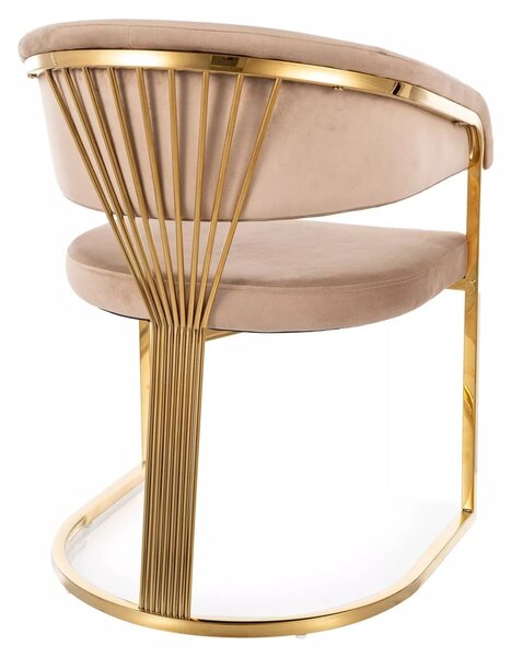 Scaun CROWN, bej inchis - Bluvel 28, stofa catifelata/metal, 57x46x77 cm