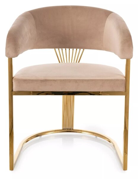 Scaun CROWN, bej inchis - Bluvel 28, stofa catifelata/metal, 57x46x77 cm