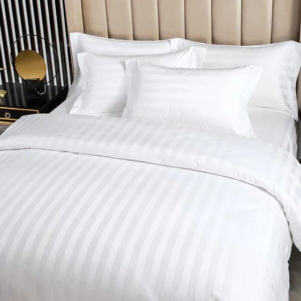 Lenjerie Hoteliera 160x230 cm -Damasc Alb,Bumbac 100%