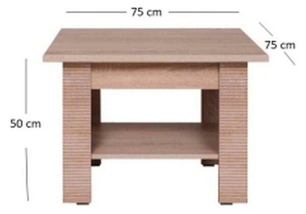 Masuta cafea GRESS, stejar sonoma, PAL laminat, 75x75x50 cm
