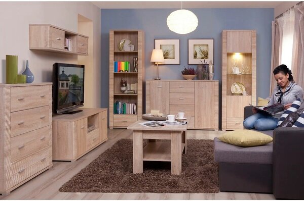 Masuta cafea GRESS, stejar sonoma, PAL laminat, 75x75x50 cm