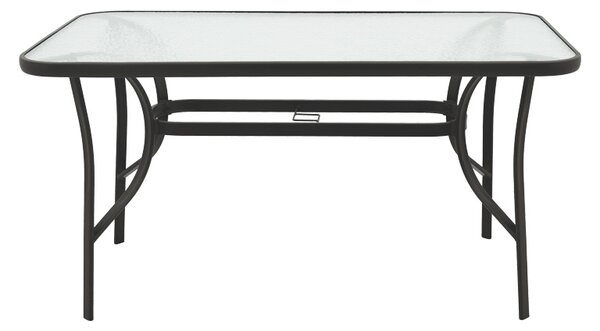 Masă grădină, Pako World, model Ensure, Metal si Sticla Securizata, Negru, 140 x 80 x 70 cm