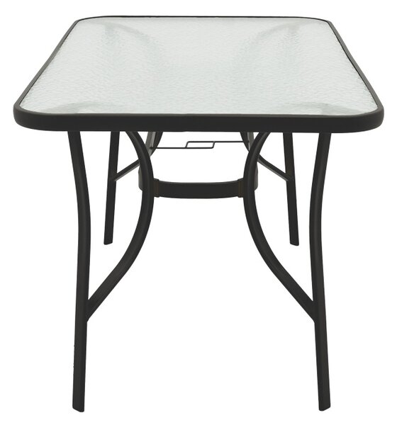 Masă grădină, Pako World, model Ensure, Metal si Sticla Securizata, Negru, 140 x 80 x 70 cm