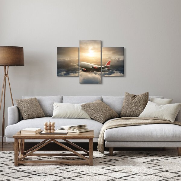 Tablou - Avion în nori (90x60 cm)