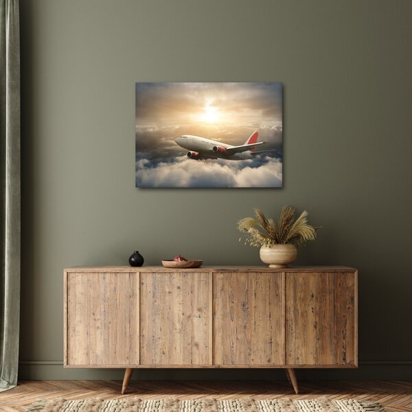Tablou - Avion în nori (70x50 cm)