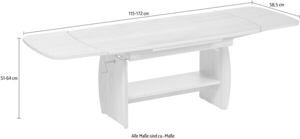 Masuta de cafea extensibila Kirk 115-175/52-64/59 cm
