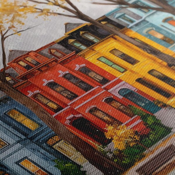 Tablou case colorate pe alee