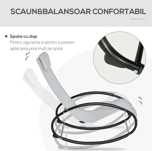 Outsunny Sezlong Ergonomic Zero-Gravity, Design Modern cu Pernă, Material Tesatura Confortabil, Gri | Aosom Romania