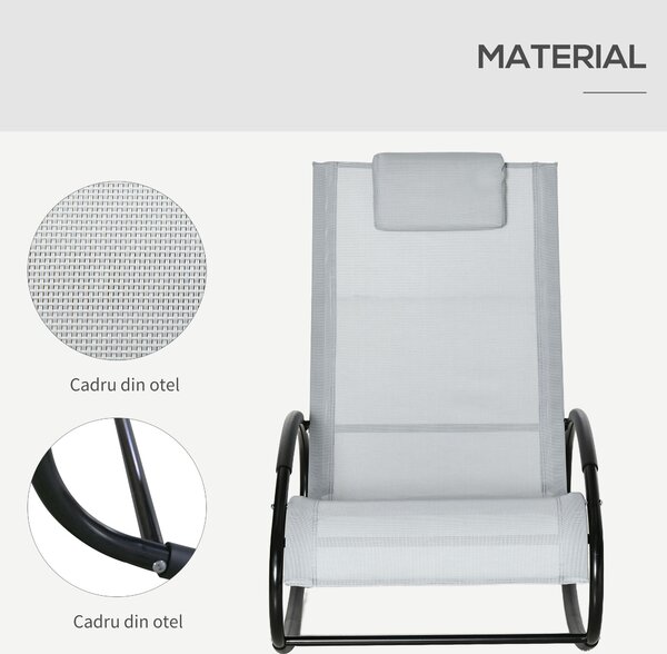 Outsunny Sezlong Ergonomic Zero-Gravity, Design Modern cu Pernă, Material Tesatura Confortabil, Gri | Aosom Romania