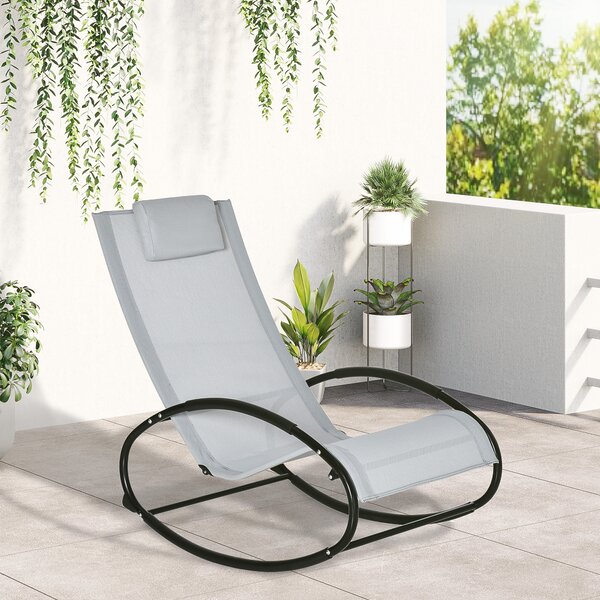 Outsunny Sezlong Ergonomic Zero-Gravity, Design Modern cu Pernă, Material Tesatura Confortabil, Gri | Aosom Romania