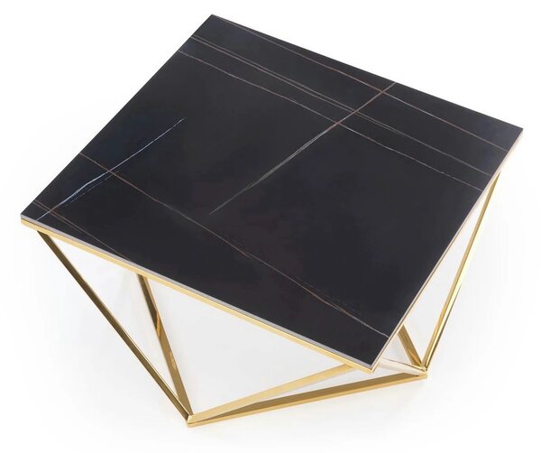 Masuta cafea FELICIA, negru/auriu, ceramica/metal, 80x80x46 cm