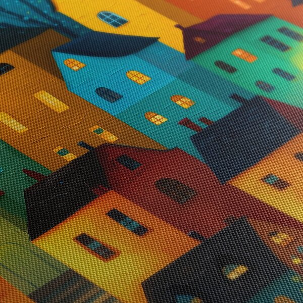 Tablou case colorate noaptea