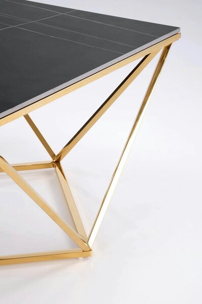 Masuta cafea FELICIA, negru/auriu, ceramica/metal, 80x80x46 cm