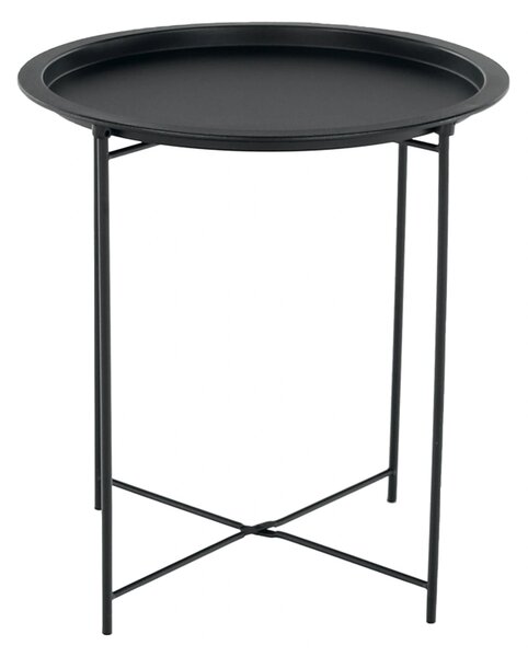 Masuta auxiliara cu tava detasabila RENDER, negru, metal, 47x47x50 cm