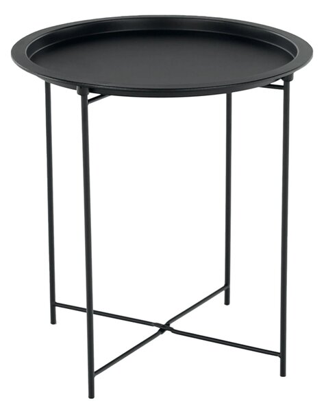 Masuta auxiliara cu tava detasabila RENDER, negru, metal, 47x47x50 cm