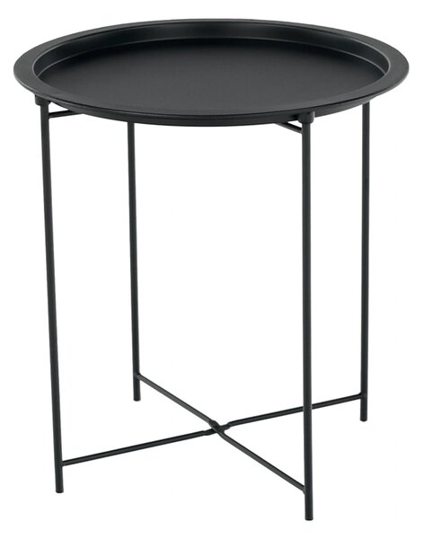 Masuta auxiliara cu tava detasabila RENDER, negru, metal, 47x47x50 cm