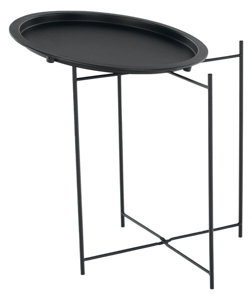 Masuta auxiliara cu tava detasabila RENDER, negru, metal, 47x47x50 cm