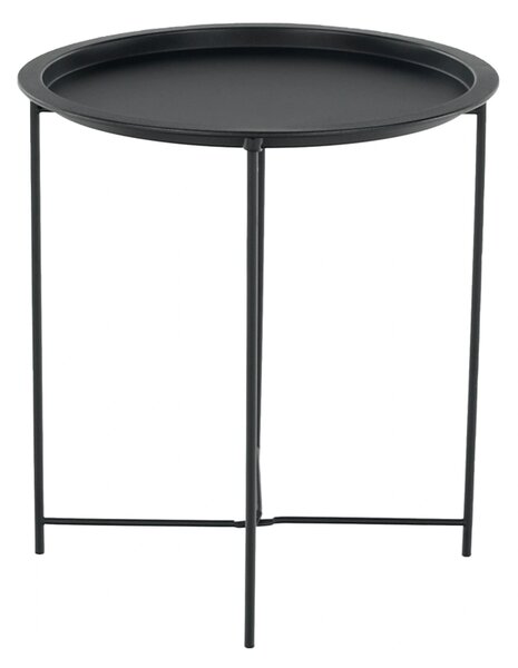 Masuta auxiliara cu tava detasabila RENDER, negru, metal, 47x47x50 cm