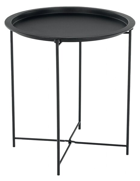 Masuta auxiliara cu tava detasabila RENDER, negru, metal, 47x47x50 cm