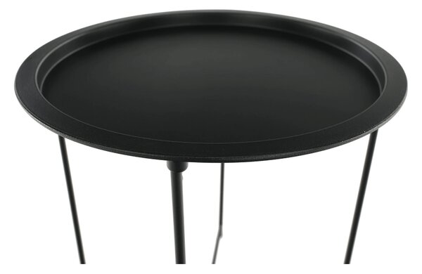 Masuta auxiliara cu tava detasabila RENDER, negru, metal, 47x47x50 cm