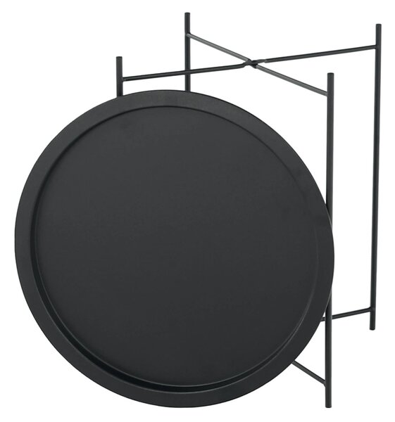 Masuta auxiliara cu tava detasabila RENDER, negru, metal, 47x47x50 cm