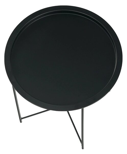 Masuta auxiliara cu tava detasabila RENDER, negru, metal, 47x47x50 cm