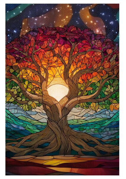 Tablou arborele vieții mistic și stele