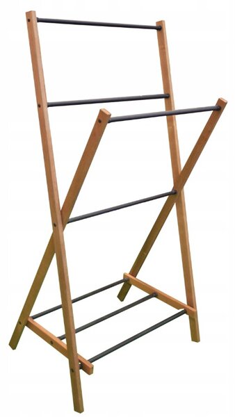 Erga Aurora, suport pentru prosoape din lemn 57,5x35x103 cm pe picioare, maro-negru, ERG-SEP-10STOREAURDSM