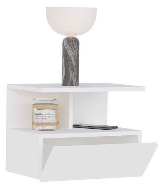 Noptiera haaus Kabi, 1 Usa, Alb, 45 x 30 x 34 cm