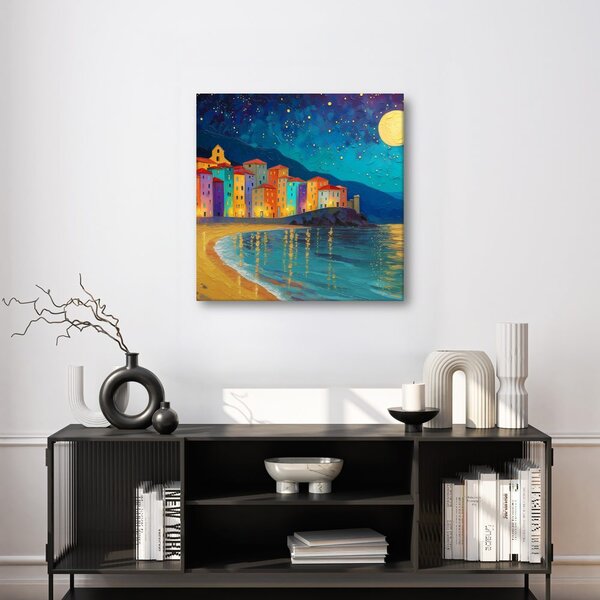 Tablou case colorate la țărm
