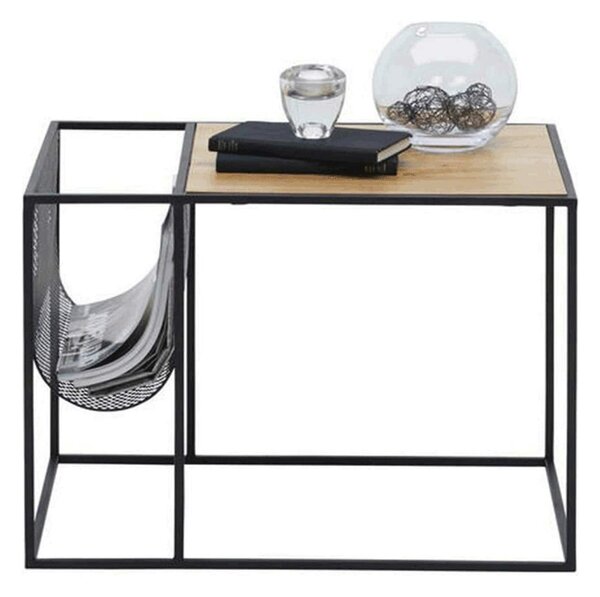 Masuta cafea FLYN, stejar/negru, metal, 55x40x45 cm