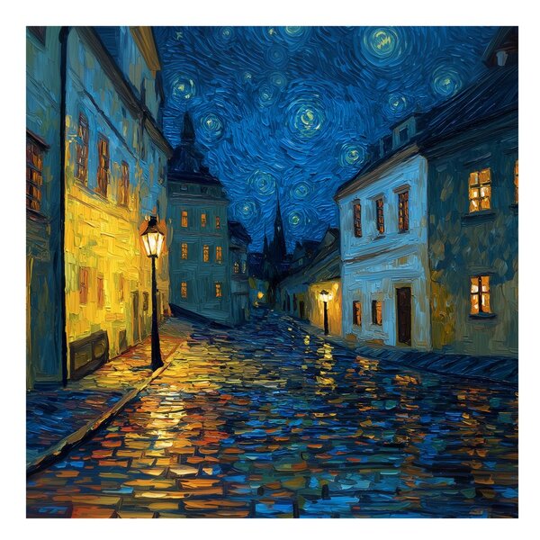 Tablou noapte luminată de lampă