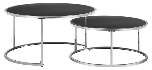 Set 2 mese de cafea, argintiu negru, DONOVAN 2 NEW