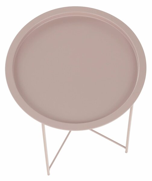 Masuta auxiliara cu tava detasabila RENDER, roz nude, metal, 47x47x50