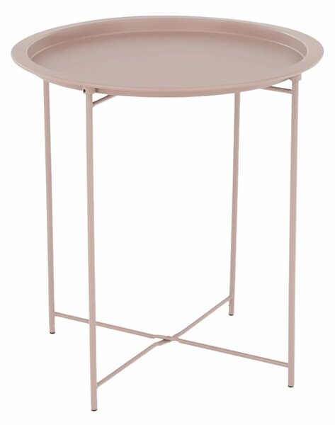 Masuta auxiliara cu tava detasabila RENDER, roz nude, metal, 47x47x50