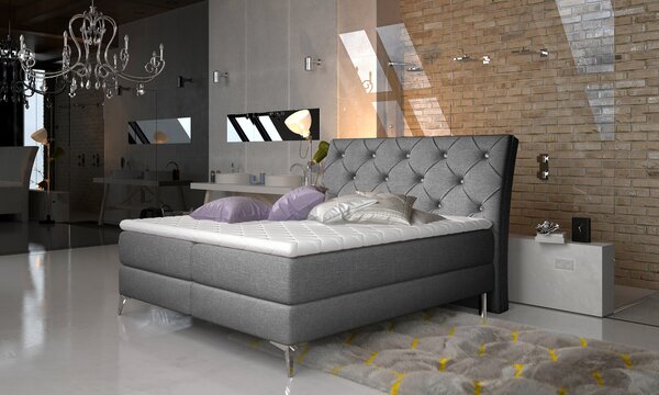 Pat boxspringbett Adel gri inchis 160/200 cm