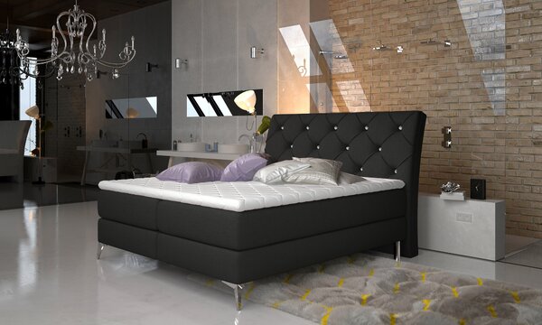 Pat boxspringbett Adel negru 160/200 cm
