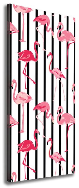 Tablou pe pânză Flamingos și dungi