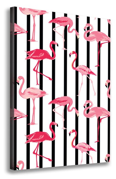 Tablou pe pânză Flamingos și dungi
