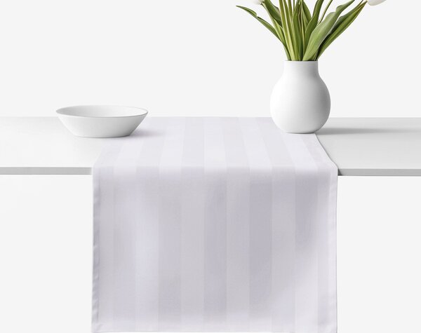 Goldea napron de masă din damasc - dungi gri deschis cu luciu satinat 35x120 cm