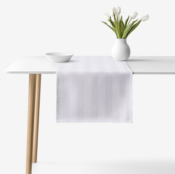 Goldea napron de masă din damasc - dungi gri deschis cu luciu satinat 35x120 cm