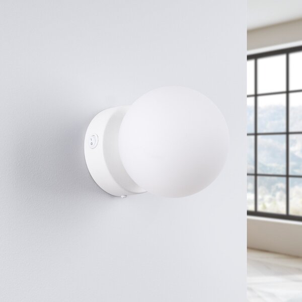 SOLLUX LIGHTING Aplică de perete You, alb, Ø 12 cm, oțel/glass, reglabil, Alb, Camera de zi / sufragerie, Sticlă, Modern